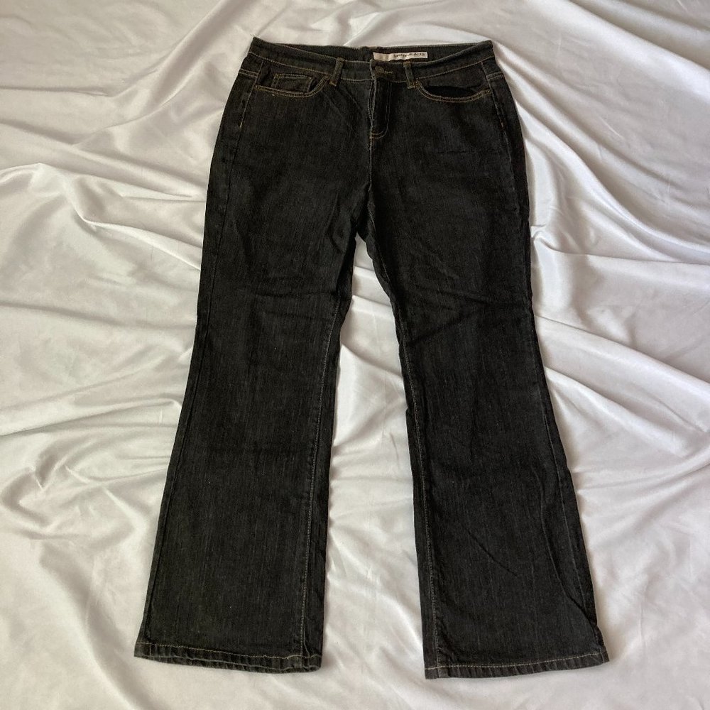 DKNY Soho Jeans Petite Black Mid Rise Bootcut Flare Women Size 12 P